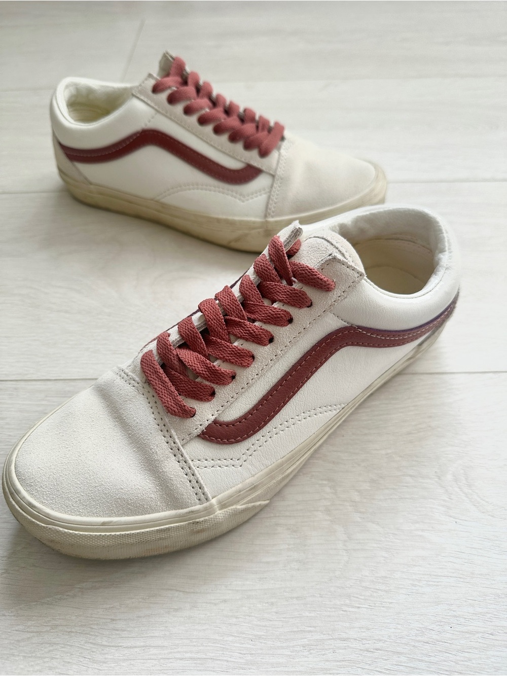 Vans Old Skool Vintage Pop Old Skool Sneakers Canvas Suede Leather Cream Maroon